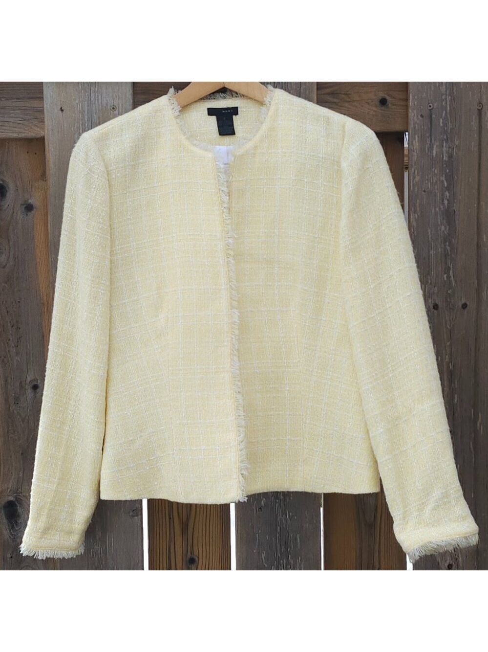 W.D.N.Y. Tweed Blazer Jacket Women's Size 6 Easter Yellow and White Tweed